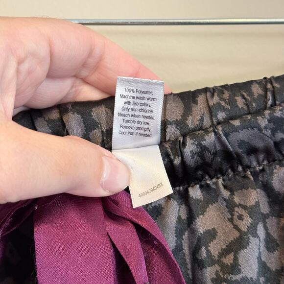 Jennifer Lopez Lounge Pajama Womens M Black Animal Print Sleepwear Drawstring - Picture 7 of 7